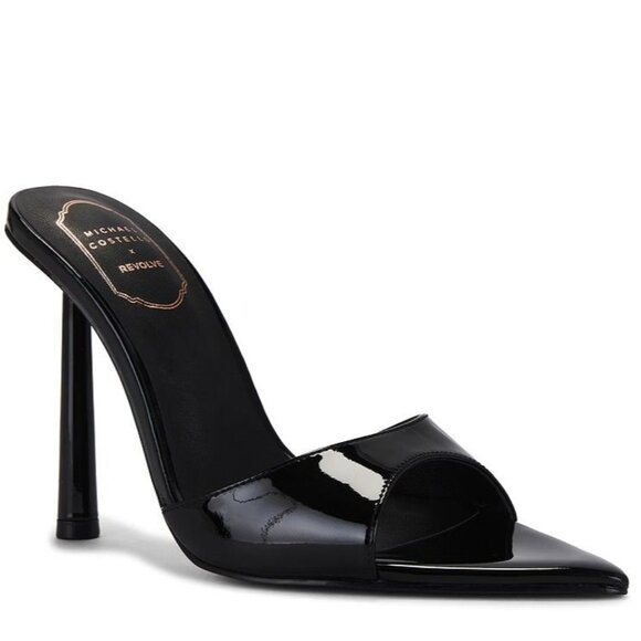 Michael Costello Gerona Sandals in Black With Box Womens Pointy High Heels Mules